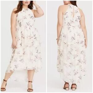 Torrid White Floral Tiered Chiffon Maxi Dress 2X 11417473